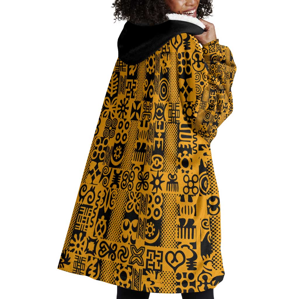 West African Yellow Art - Adinkra Culture Wearable Blanket Hoodie DT02