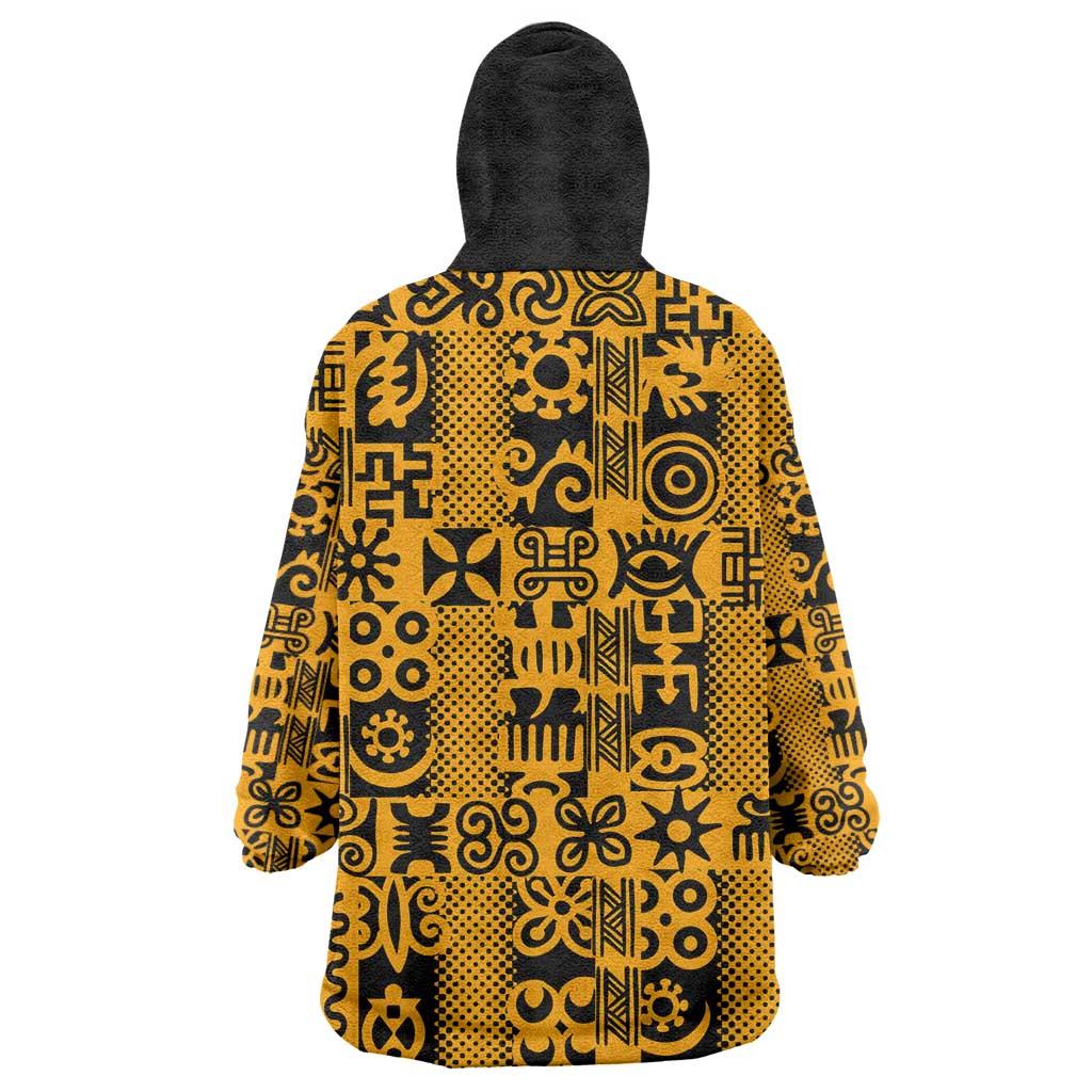 West African Yellow Art - Adinkra Culture Wearable Blanket Hoodie DT02