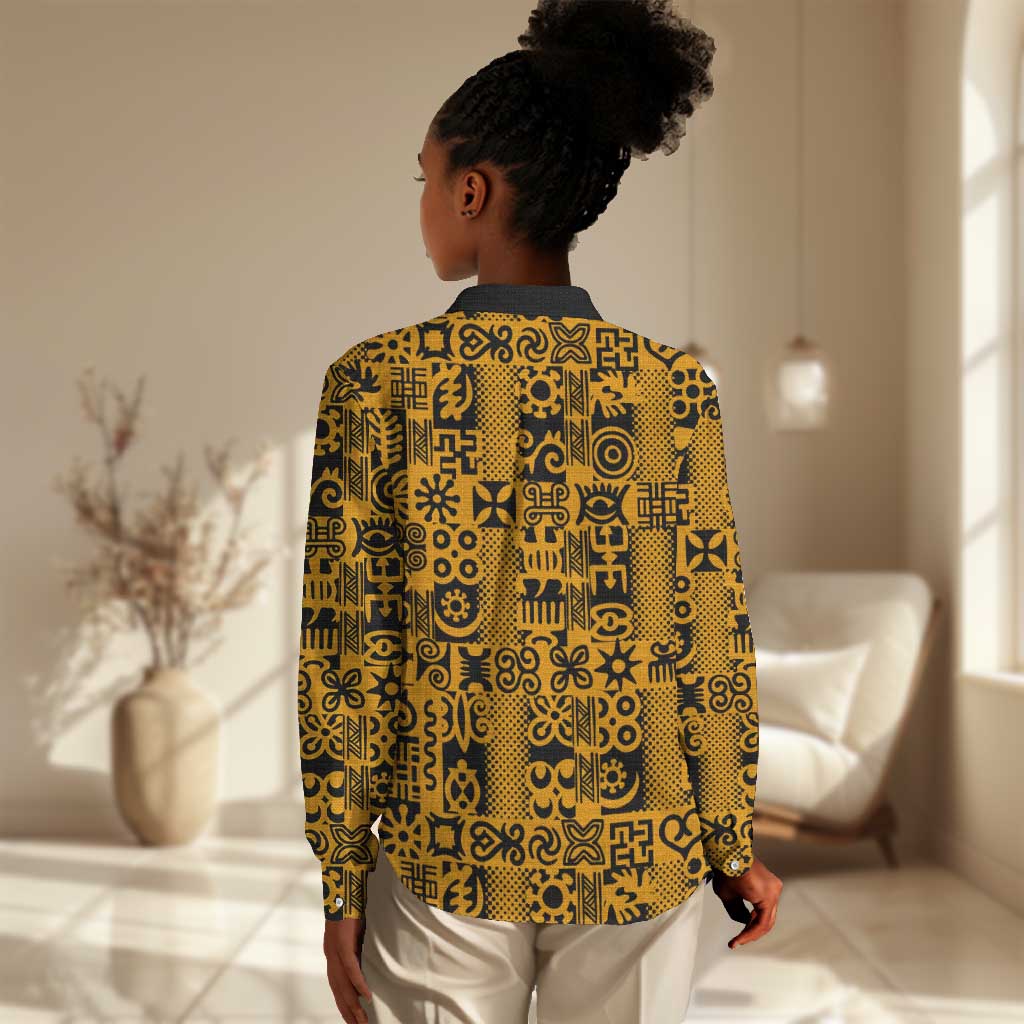 West African Yellow Art - Adinkra Culture Women Casual Shirt DT02