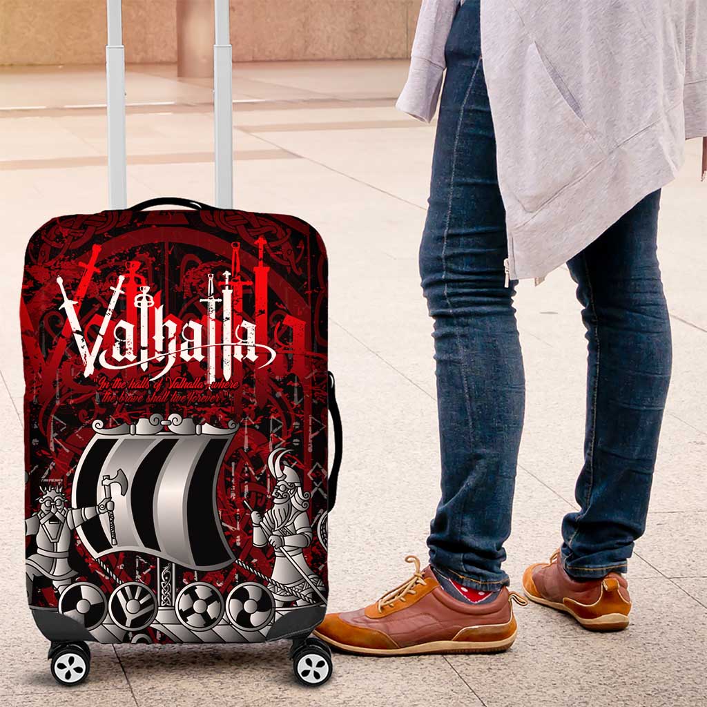 Blood Flows to Valhalla Luggage Cover Viking Longship Nordic Knotwork - Dark Mythology DT02