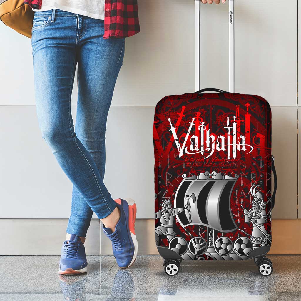 Blood Flows to Valhalla Luggage Cover Viking Longship Nordic Knotwork - Dark Mythology DT02