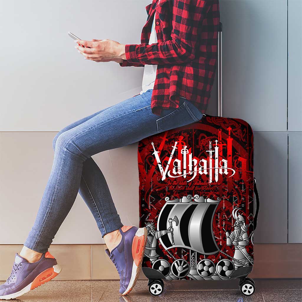 Blood Flows to Valhalla Luggage Cover Viking Longship Nordic Knotwork - Dark Mythology DT02