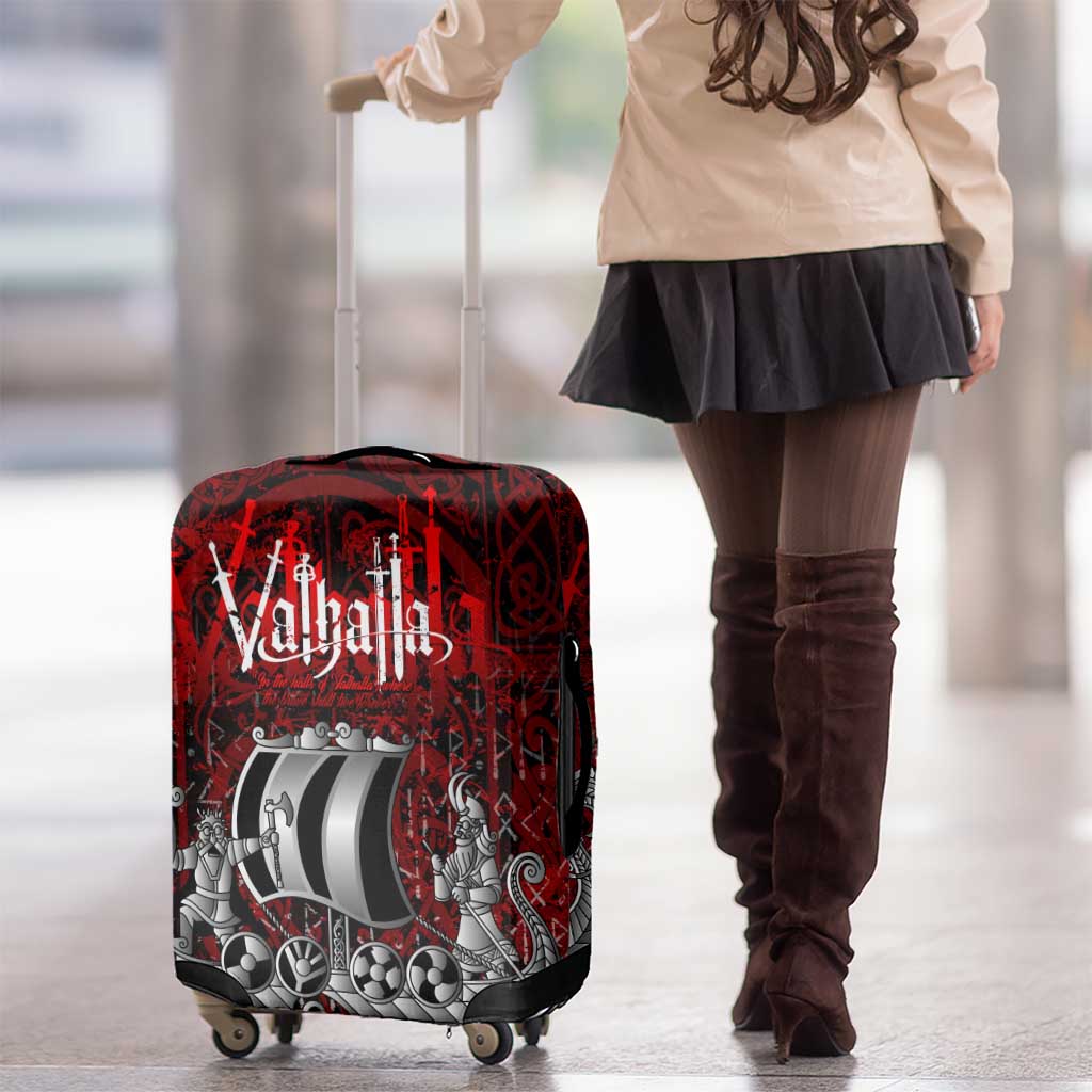 Blood Flows to Valhalla Luggage Cover Viking Longship Nordic Knotwork - Dark Mythology DT02