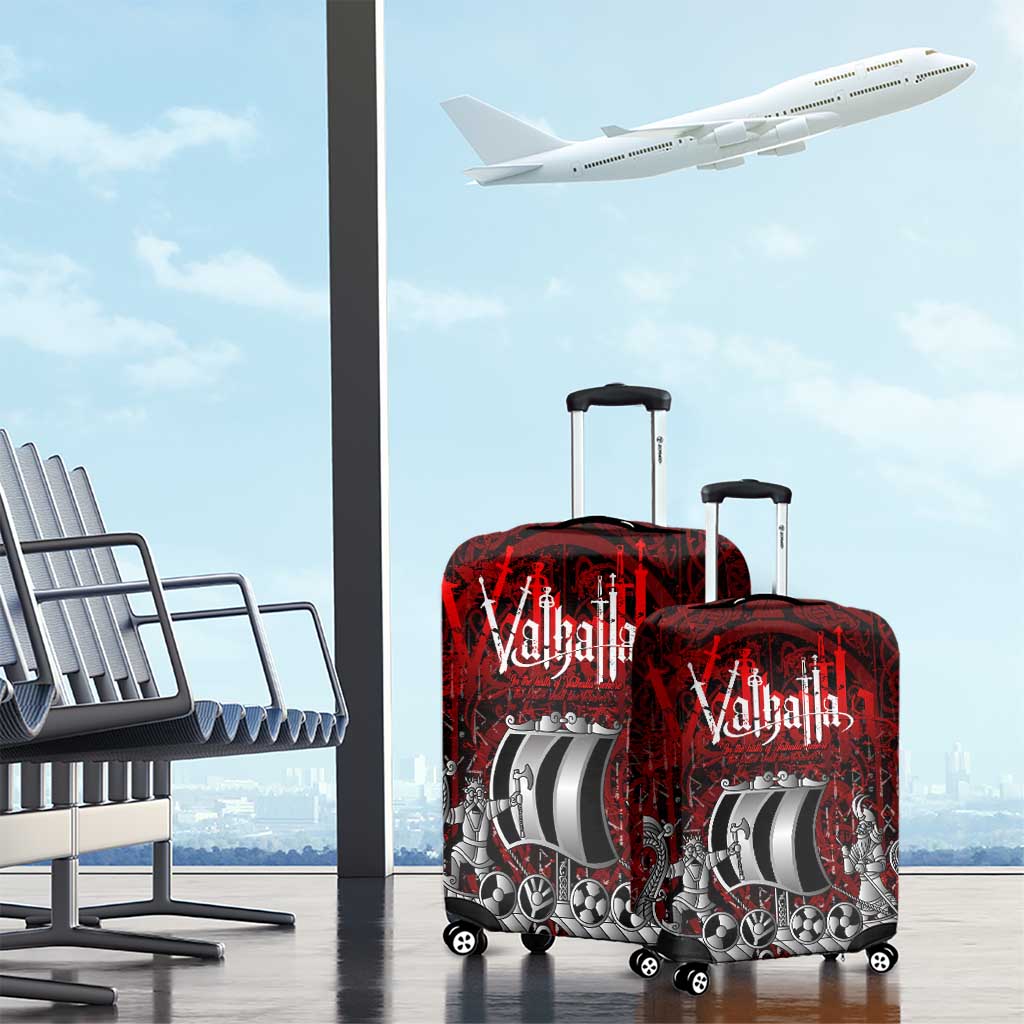 Blood Flows to Valhalla Luggage Cover Viking Longship Nordic Knotwork - Dark Mythology DT02