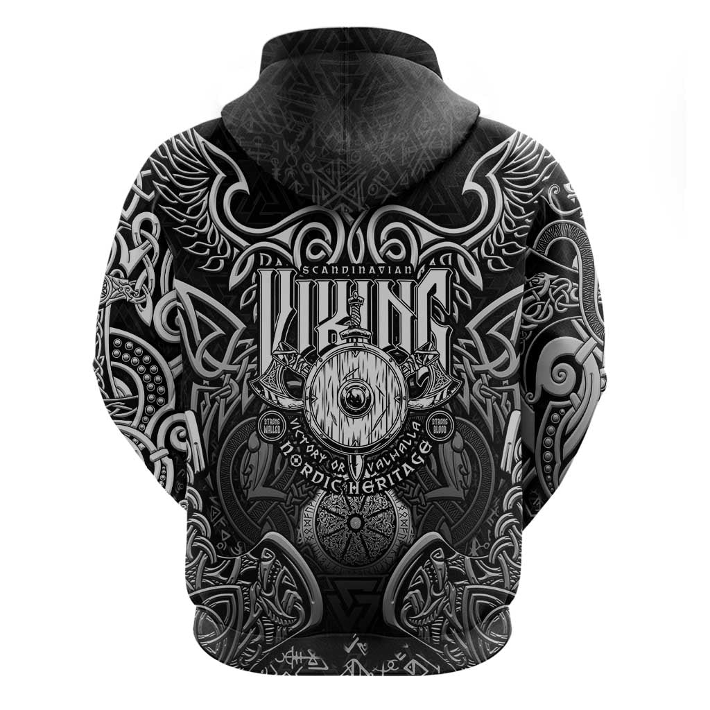 Scandinavian Viking Hoodie Norse Warrior Sigil - Helmet and Battle Axes DT02