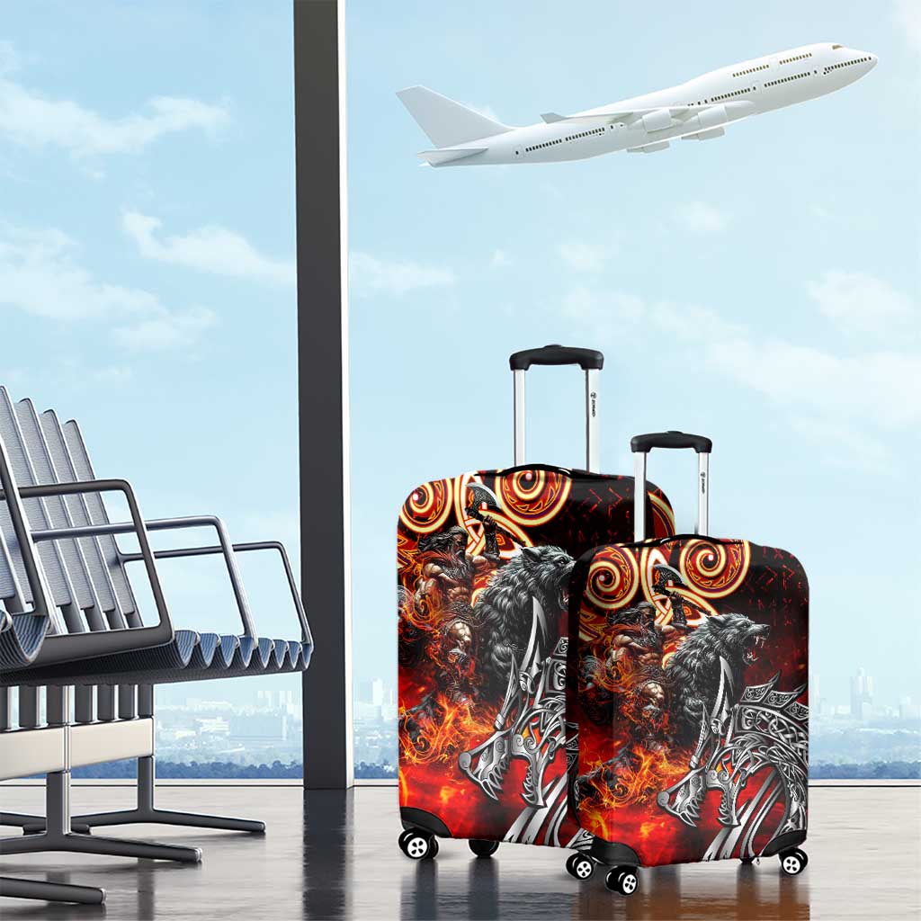 Ulfhednar Wofl Warrior Viking Luggage Cover Runes Norse Mythology Fire DT02