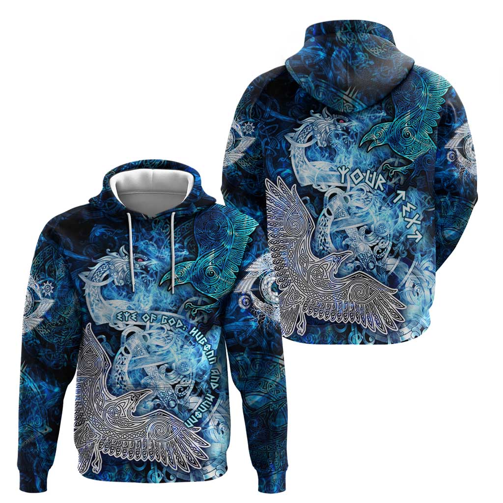Eye of God Huginn and Muninn Viking Hoodie Odin Ravens in Frostflame and Runeflight Style DT02