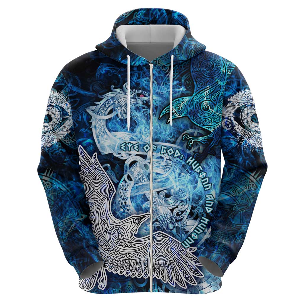 Eye of God Huginn and Muninn Viking Hoodie Odin Ravens in Frostflame and Runeflight Style DT02