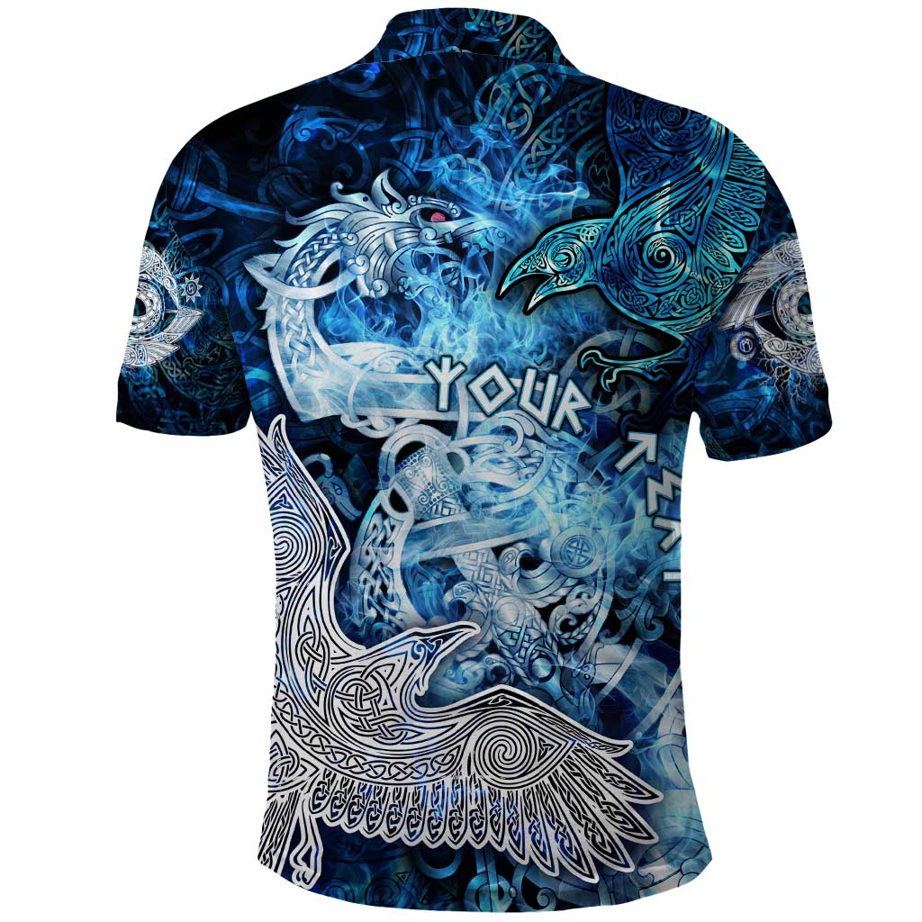 Eye of God Huginn and Muninn Viking Polo Shirt Odin Ravens in Frostflame and Runeflight Style DT02