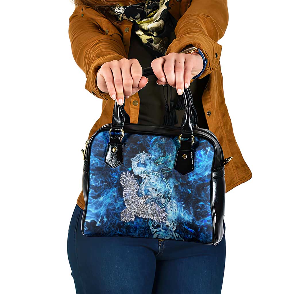 Eye of God Huginn and Muninn Viking Shoulder Handbag Odin Ravens in Frostflame and Runeflight Style DT02