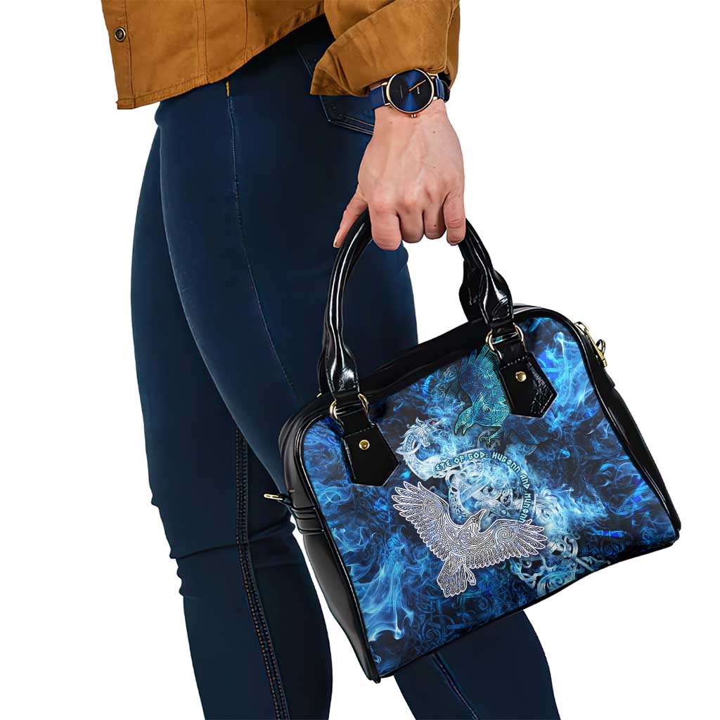 Eye of God Huginn and Muninn Viking Shoulder Handbag Odin Ravens in Frostflame and Runeflight Style DT02