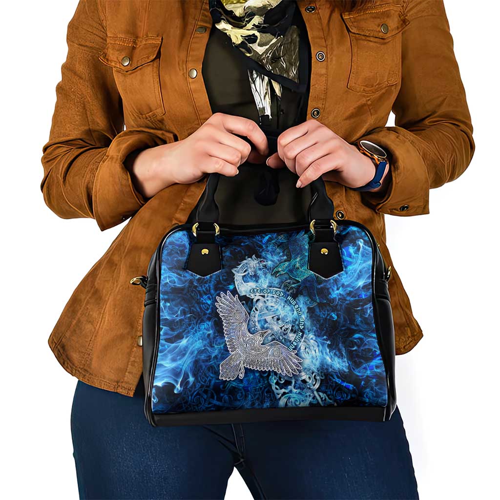 Eye of God Huginn and Muninn Viking Shoulder Handbag Odin Ravens in Frostflame and Runeflight Style DT02