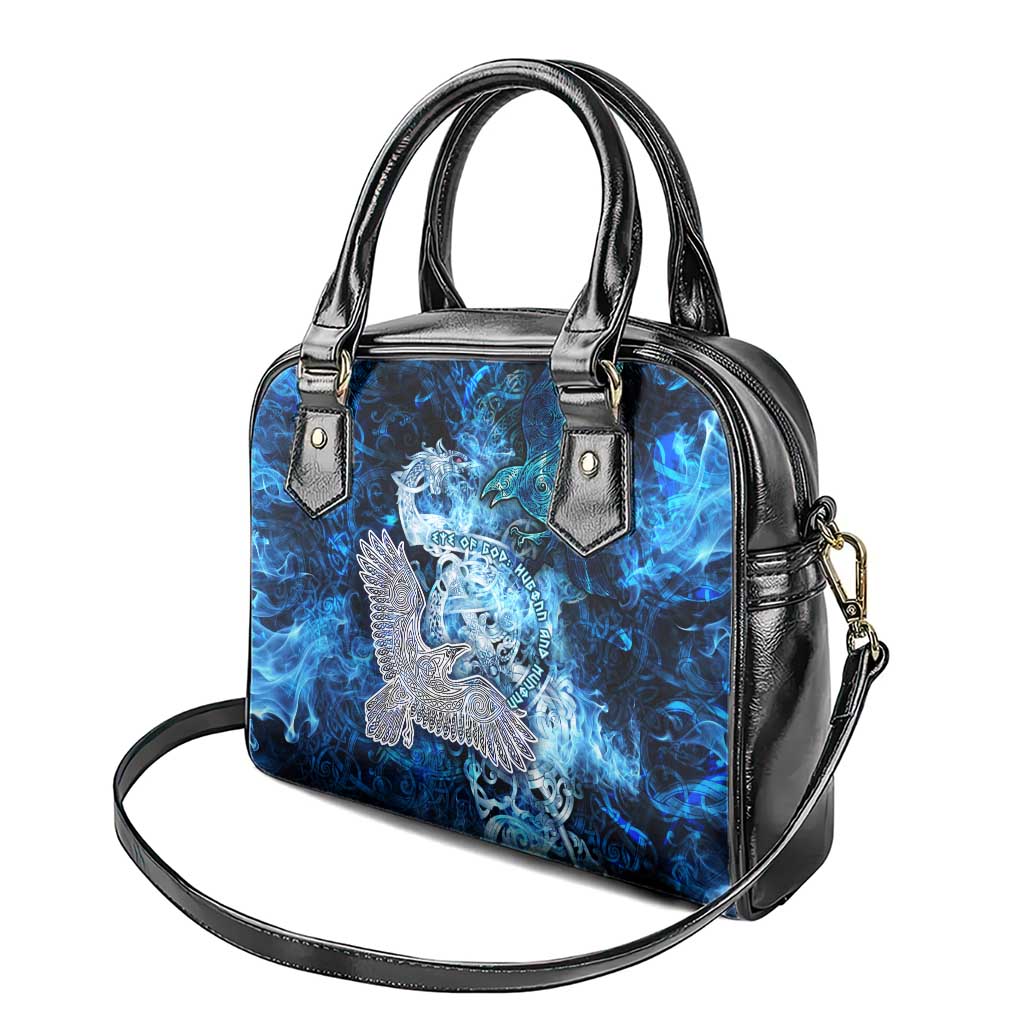 Eye of God Huginn and Muninn Viking Shoulder Handbag Odin Ravens in Frostflame and Runeflight Style DT02