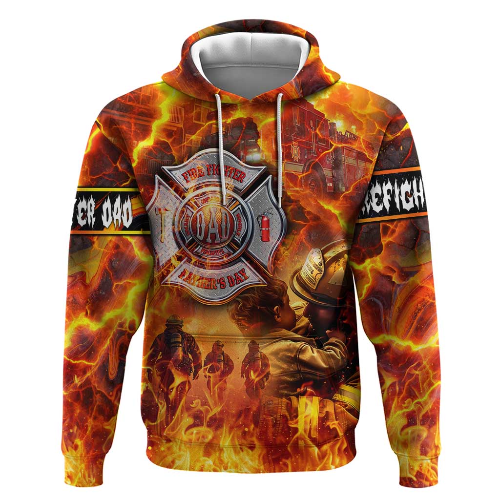 Firefighter Fathers Day Hoodie Dad By Name - Firefighter By Heart DT02