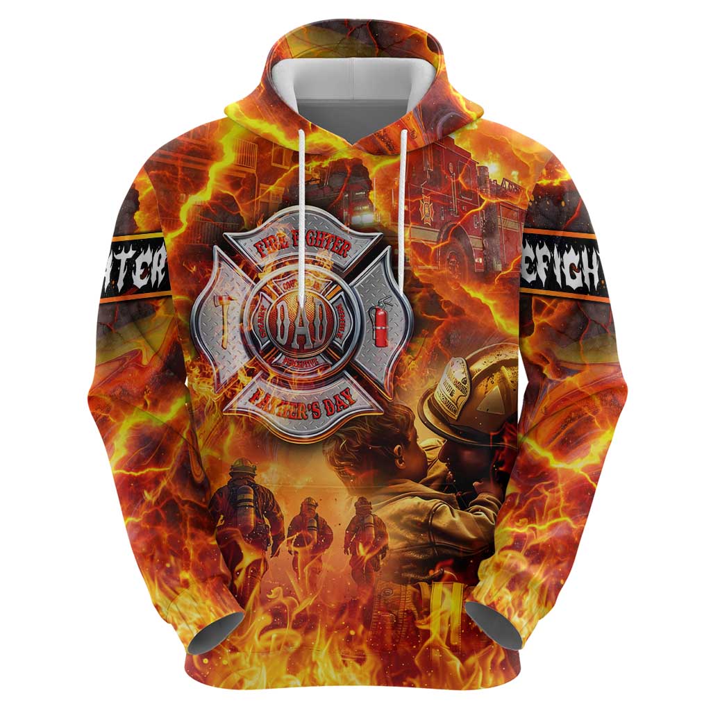 Firefighter Fathers Day Hoodie Dad By Name - Firefighter By Heart DT02