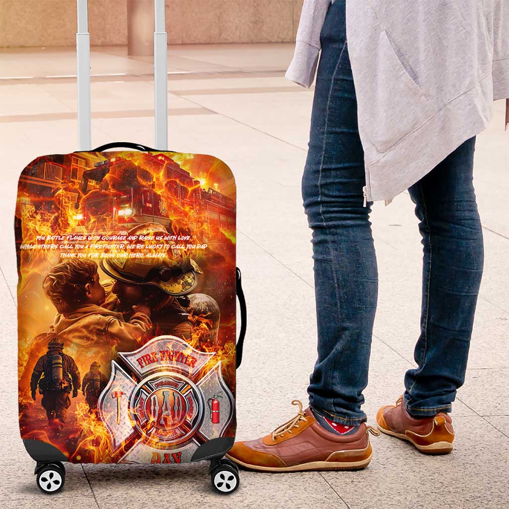 Firefighter Fathers Day Luggage Cover Dad By Name - Firefighter By Heart DT02
