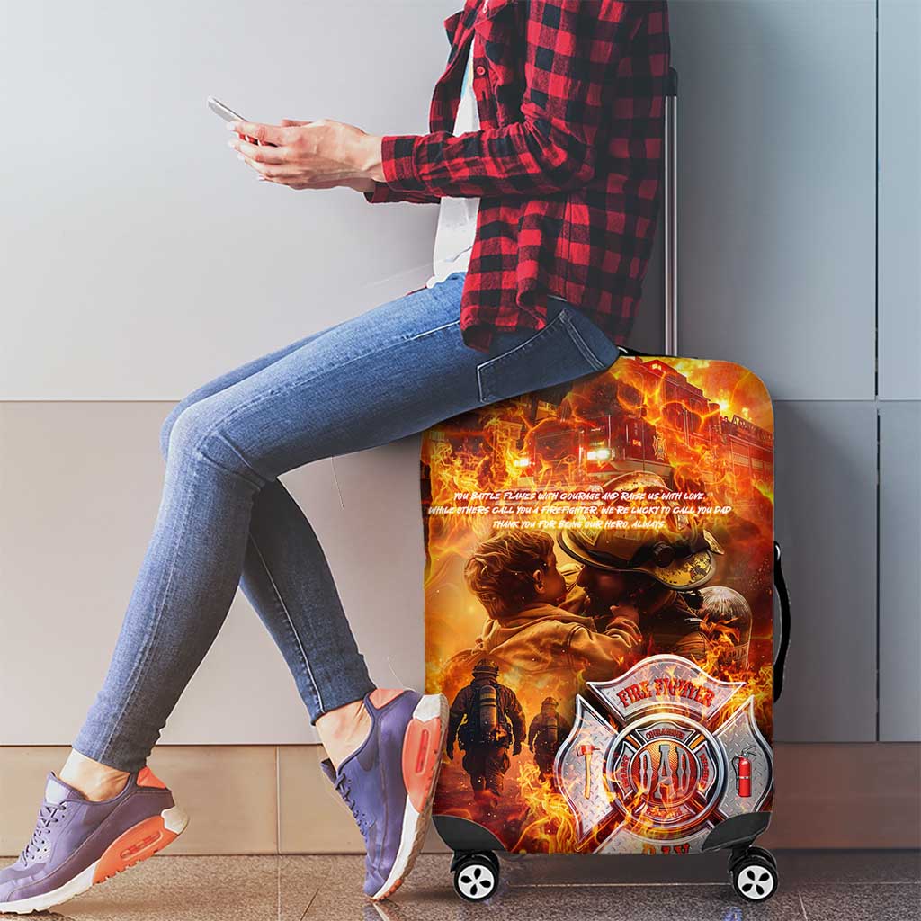 Firefighter Fathers Day Luggage Cover Dad By Name - Firefighter By Heart DT02