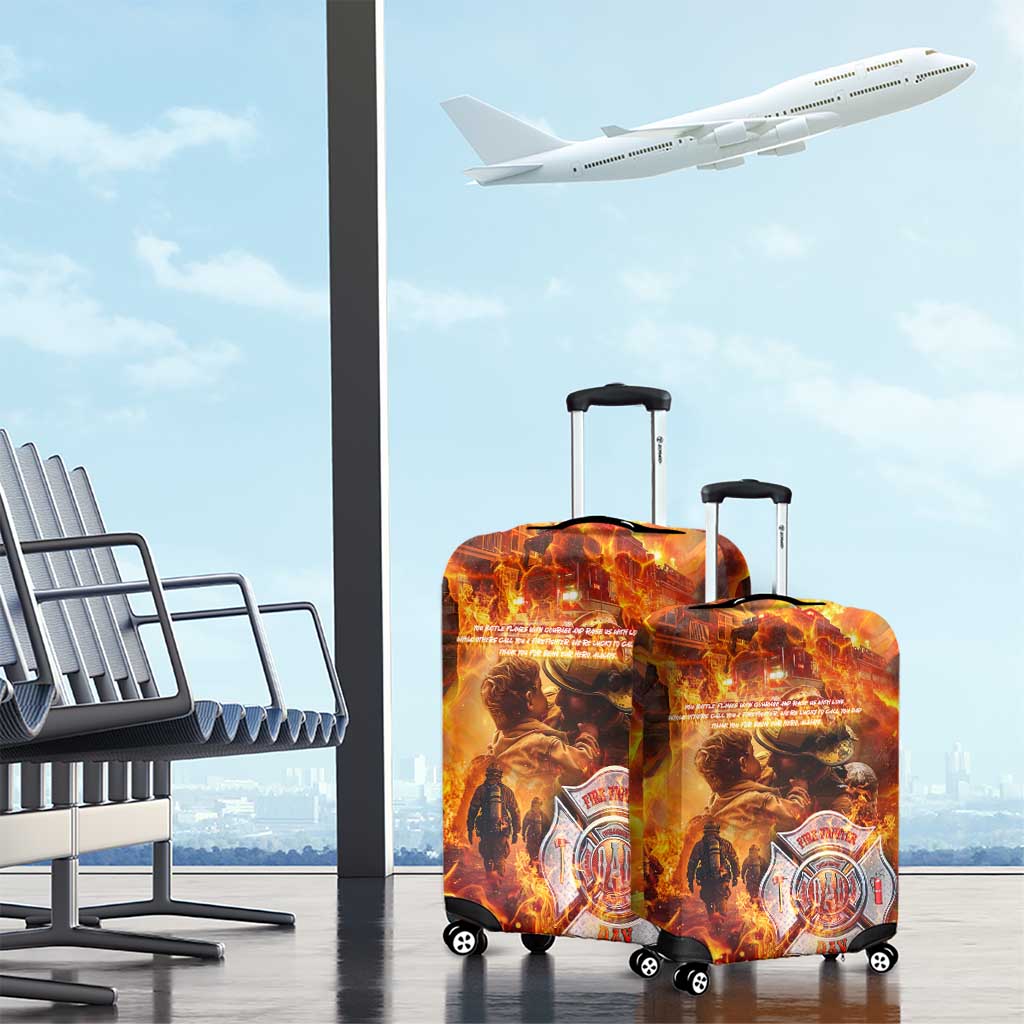 Firefighter Fathers Day Luggage Cover Dad By Name - Firefighter By Heart DT02