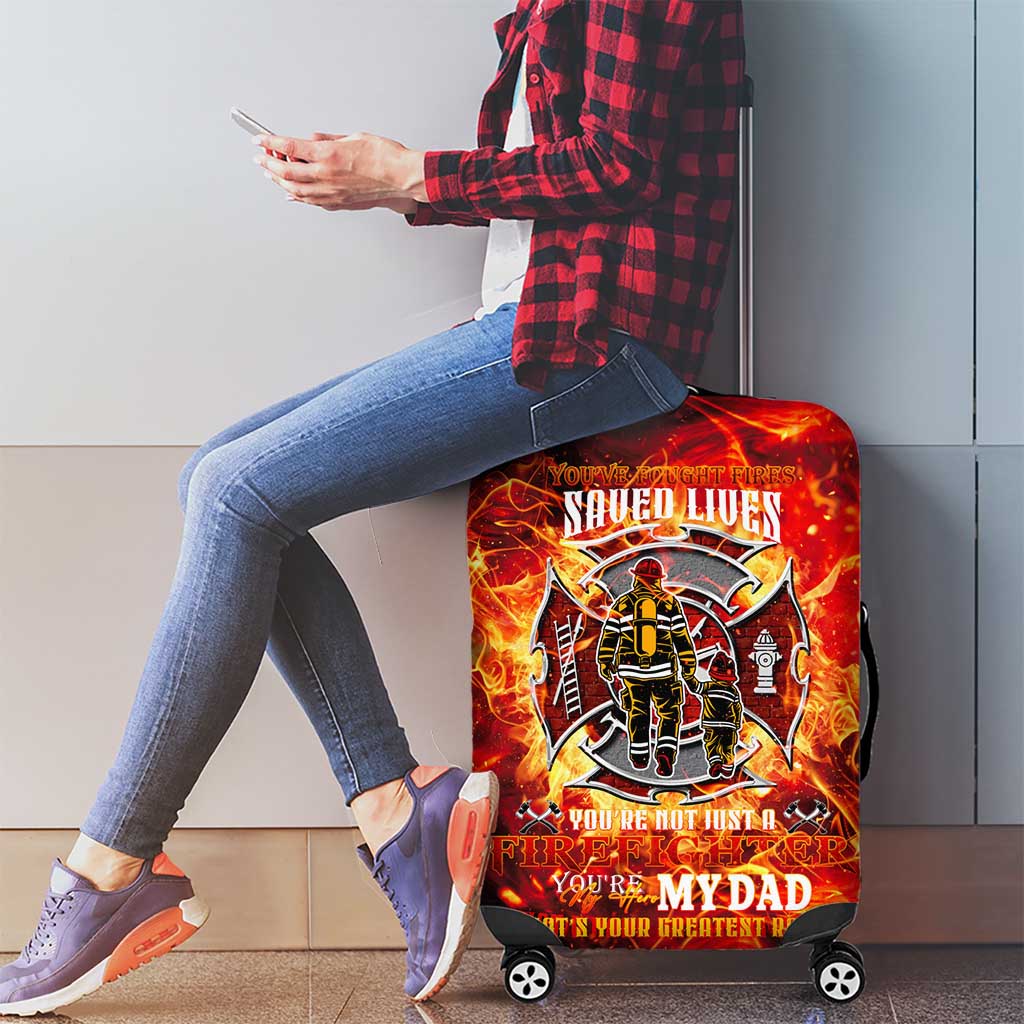 Firefighter Dad Luggage Cover a Hero in the Flames - a Light in Our Lives DT02