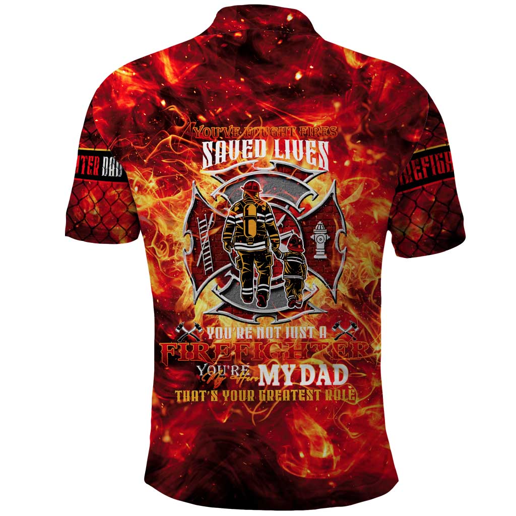 Firefighter Dad Polo Shirt a Hero in the Flames - a Light in Our Lives DT02