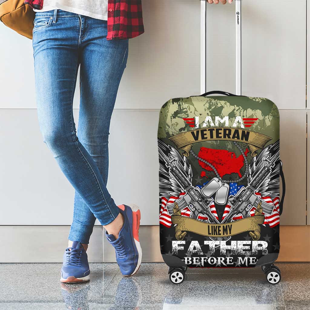 Veteran Dad Luggage Cover I Am a Veteran Like My Father Before Me DT02