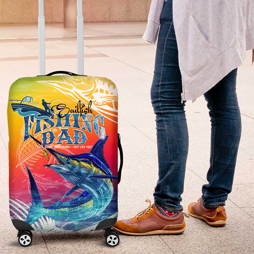 Fishing Dad Luggage Cover Fast Sharp and Strong Like a Sailfish DT02