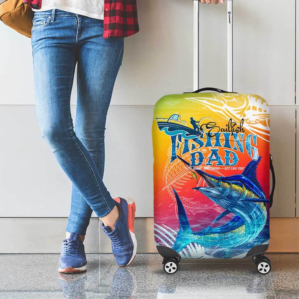 Fishing Dad Luggage Cover Fast Sharp and Strong Like a Sailfish DT02