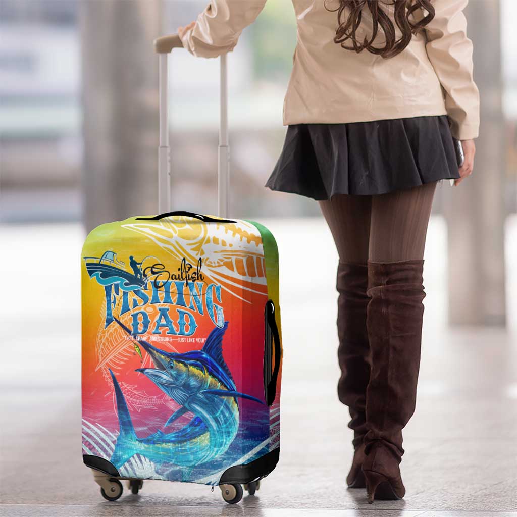 Fishing Dad Luggage Cover Fast Sharp and Strong Like a Sailfish DT02