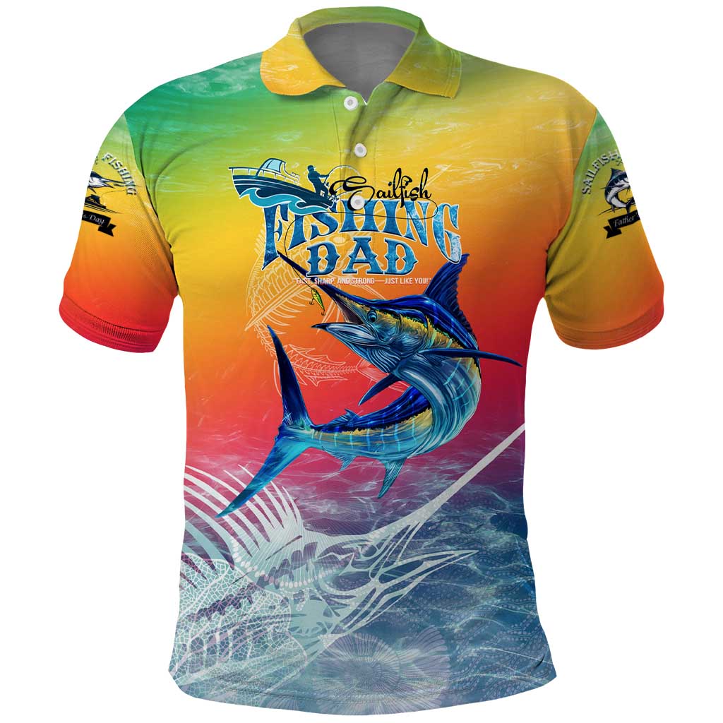 Fishing Dad Polo Shirt Fast Sharp and Strong Like a Sailfish DT02