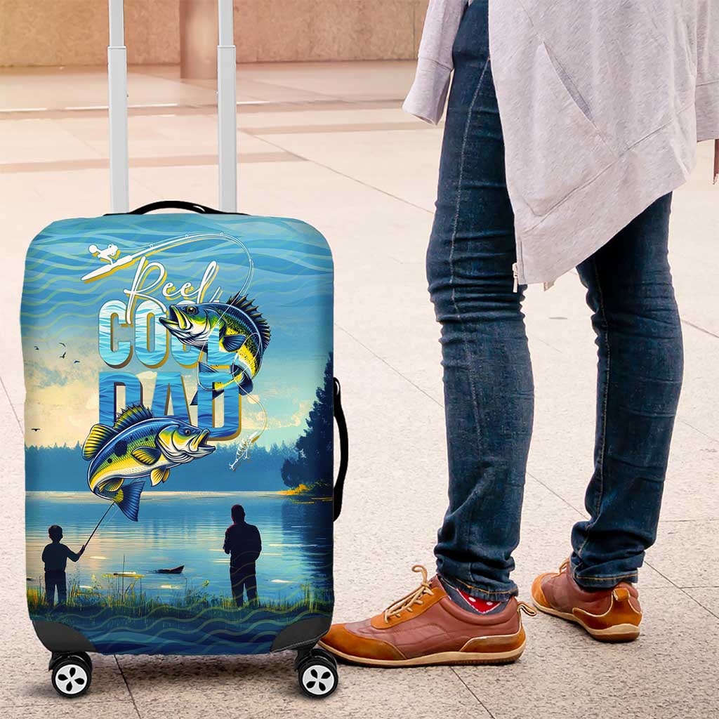 Reel Cool Dad Fishing Luggage Cover Father Hooked on Love and Lakeside Moments DT02