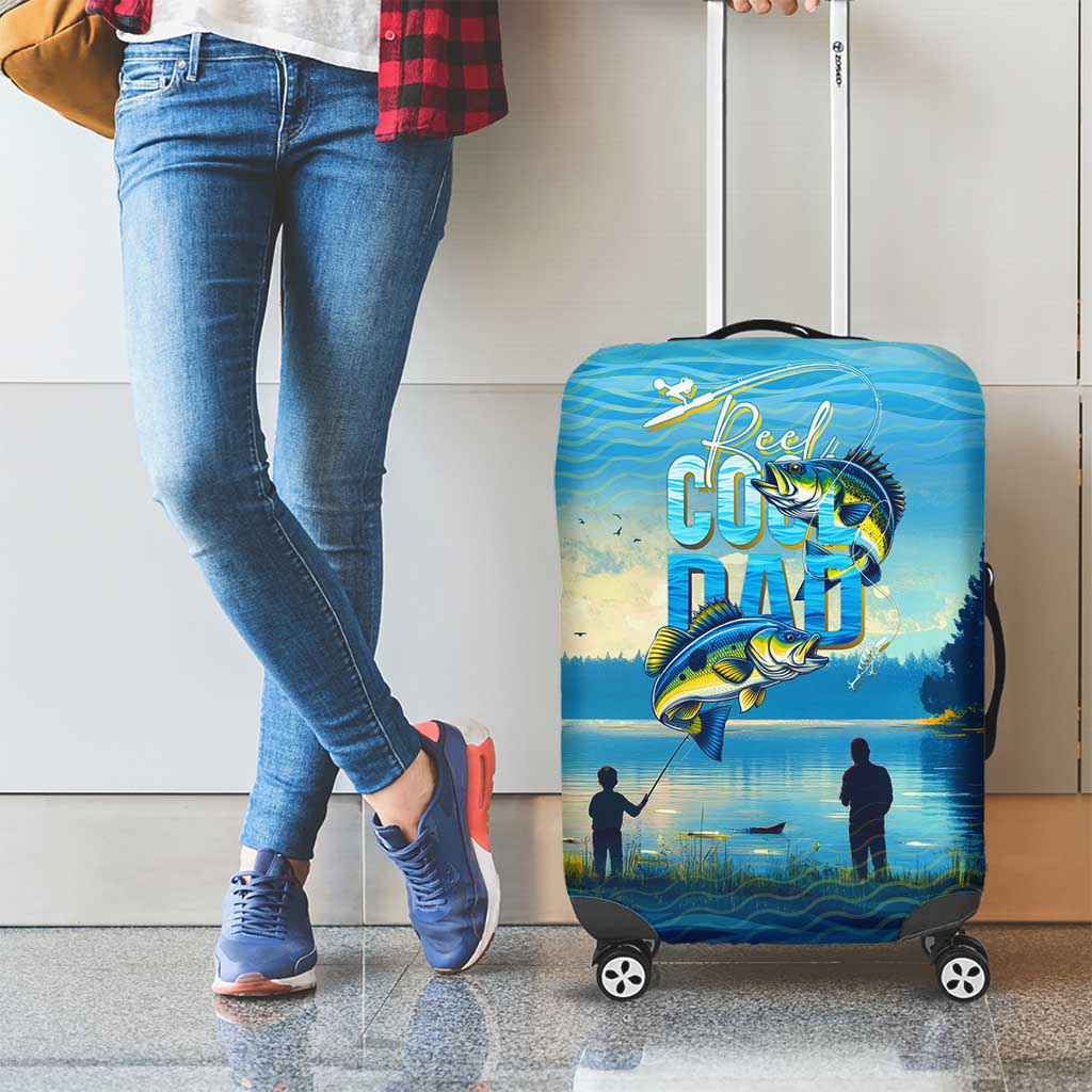 Reel Cool Dad Fishing Luggage Cover Father Hooked on Love and Lakeside Moments DT02