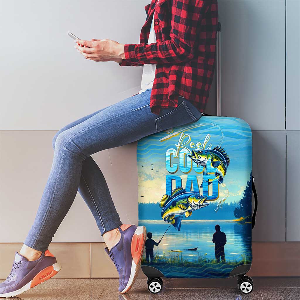 Reel Cool Dad Fishing Luggage Cover Father Hooked on Love and Lakeside Moments DT02