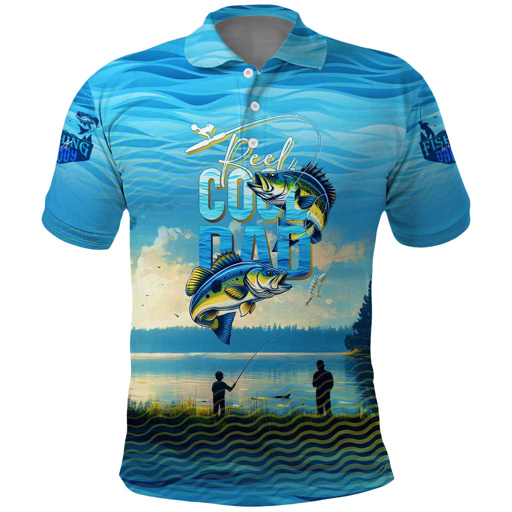 Reel Cool Dad Fishing Polo Shirt Father Hooked on Love and Lakeside Moments DT02