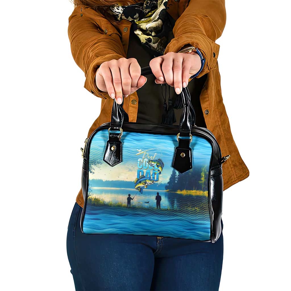 Reel Cool Dad Fishing Shoulder Handbag Father Hooked on Love and Lakeside Moments DT02