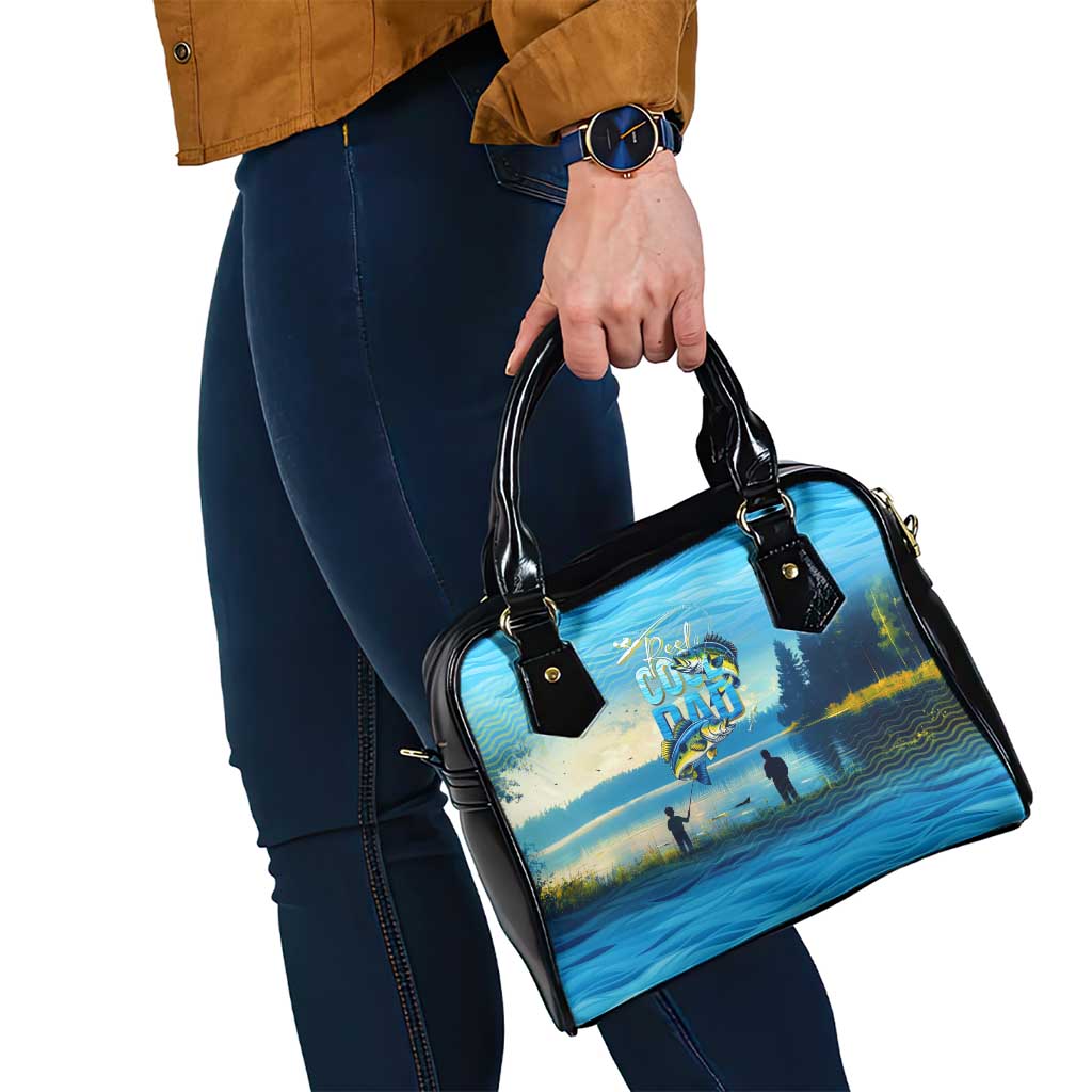 Reel Cool Dad Fishing Shoulder Handbag Father Hooked on Love and Lakeside Moments DT02