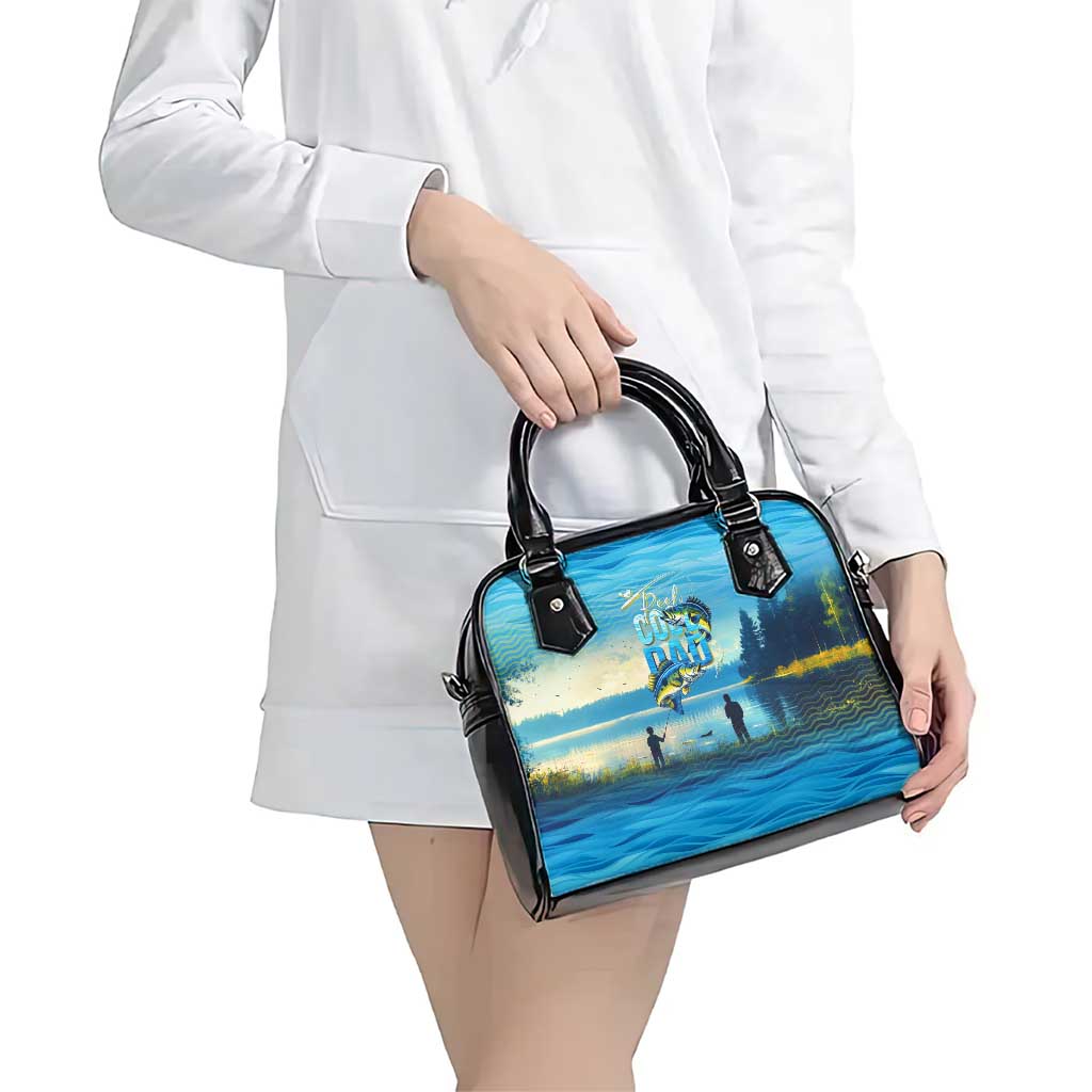 Reel Cool Dad Fishing Shoulder Handbag Father Hooked on Love and Lakeside Moments DT02