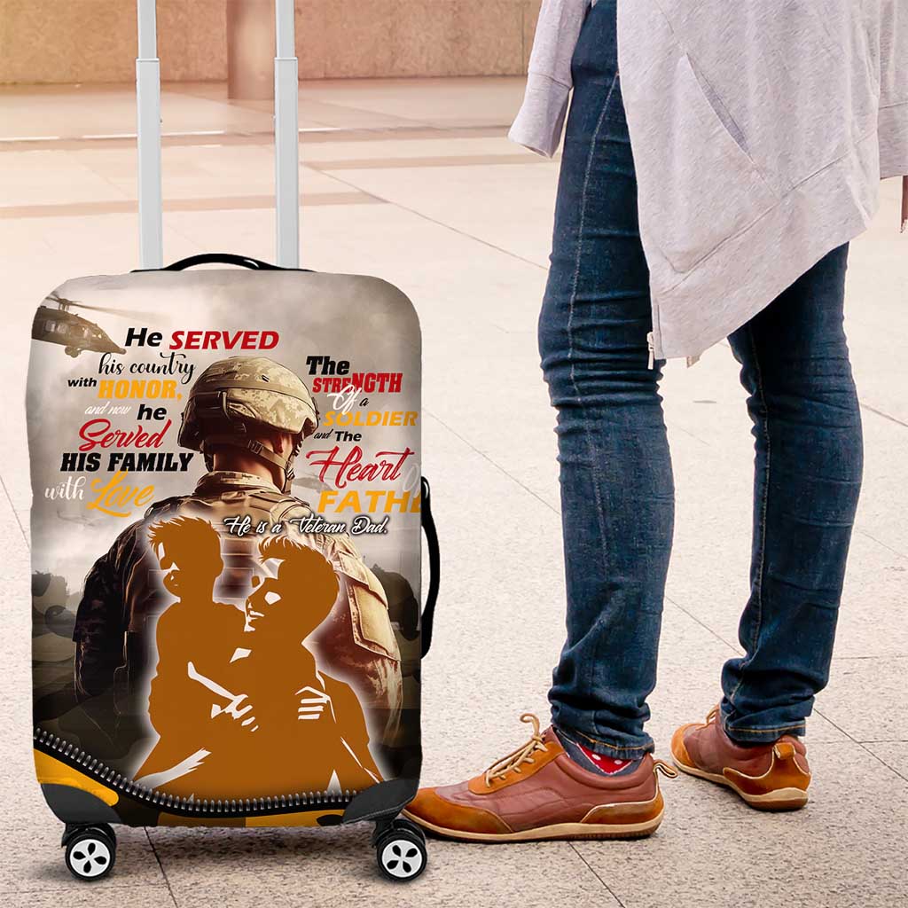 Veteran Dad Luggage Cover The Strength of a Soldier - The Heart of a Father DT02