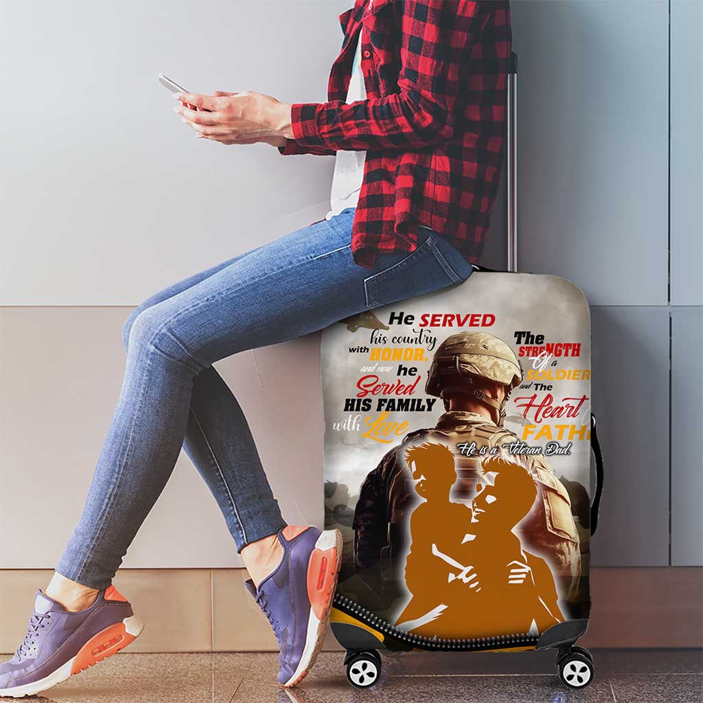 Veteran Dad Luggage Cover The Strength of a Soldier - The Heart of a Father DT02