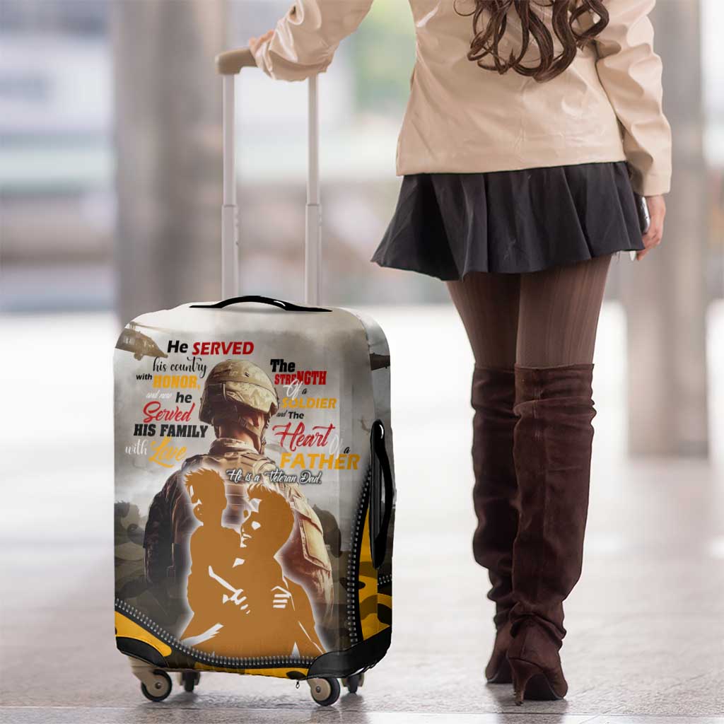 Veteran Dad Luggage Cover The Strength of a Soldier - The Heart of a Father DT02