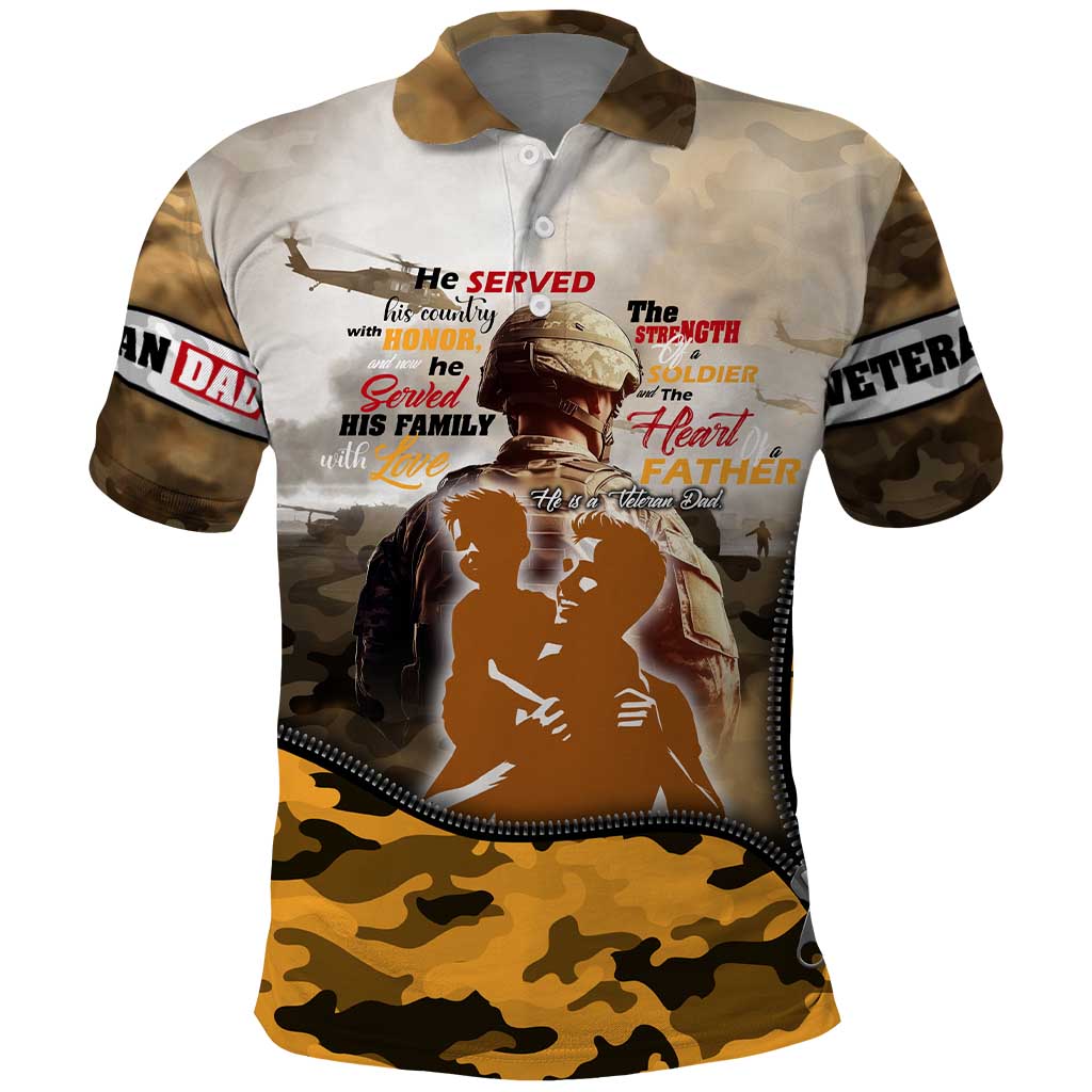 Veteran Dad Polo Shirt The Strength of a Soldier - The Heart of a Father DT02