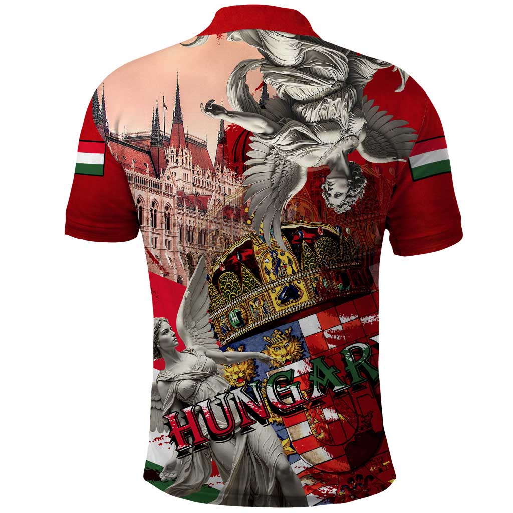 Hungary Polo Shirt Crowned with History Guarded by Angels DT02