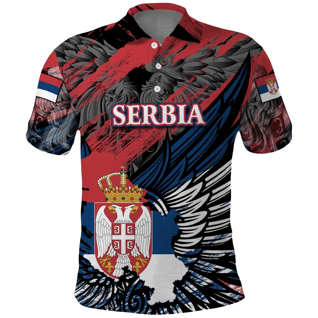 Serbia Polo Shirt Wings of the Nation Crown of Heritage DT02