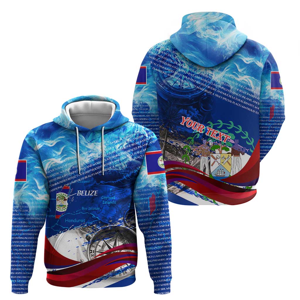 Belize One Flag One Heart Hoodie Caribbean Heartbeat - Where Compass Meets Culture DT02