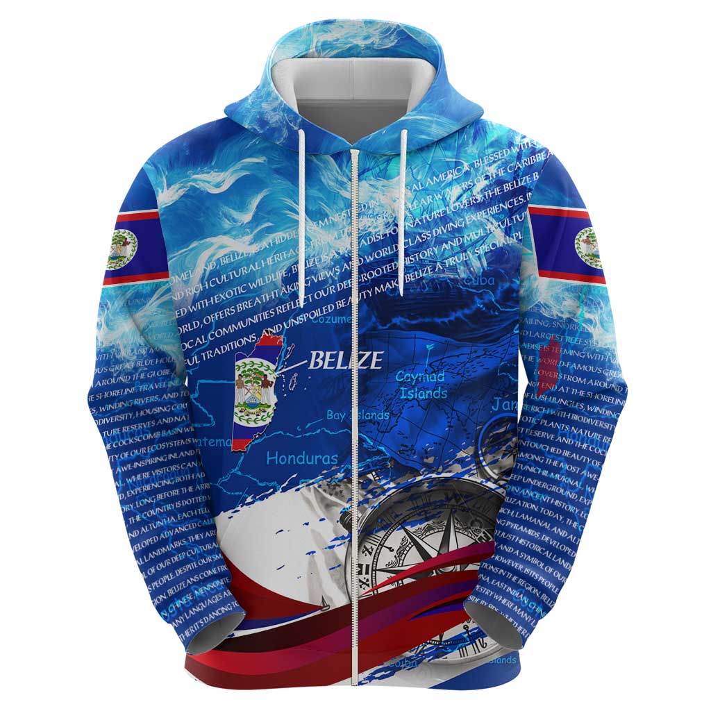Belize One Flag One Heart Hoodie Caribbean Heartbeat - Where Compass Meets Culture DT02