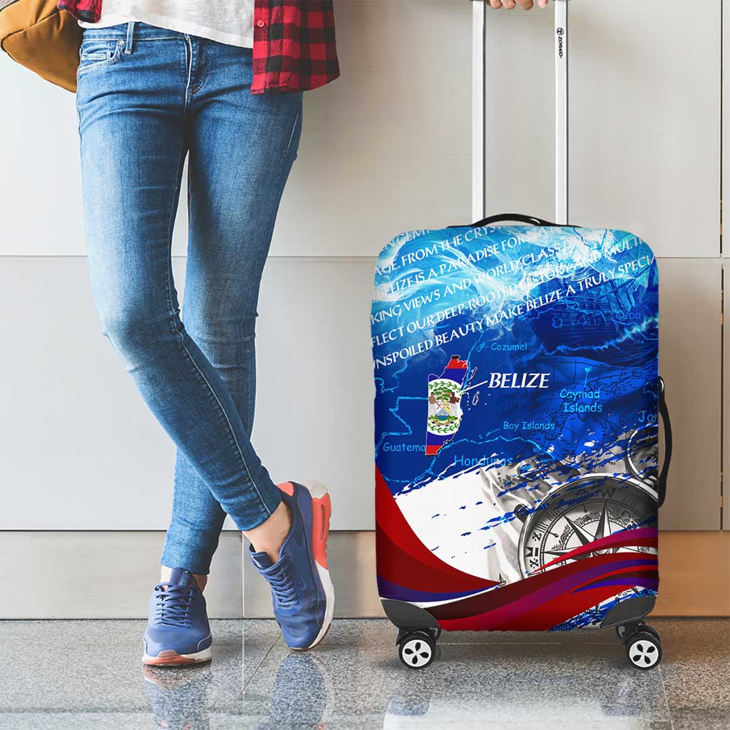 Belize One Flag One Heart Luggage Cover Caribbean Heartbeat - Where Compass Meets Culture DT02
