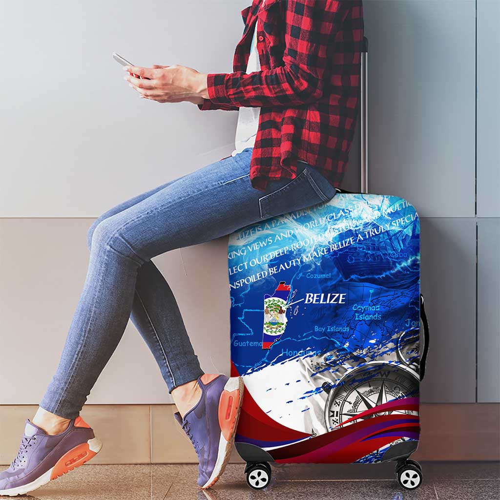 Belize One Flag One Heart Luggage Cover Caribbean Heartbeat - Where Compass Meets Culture DT02