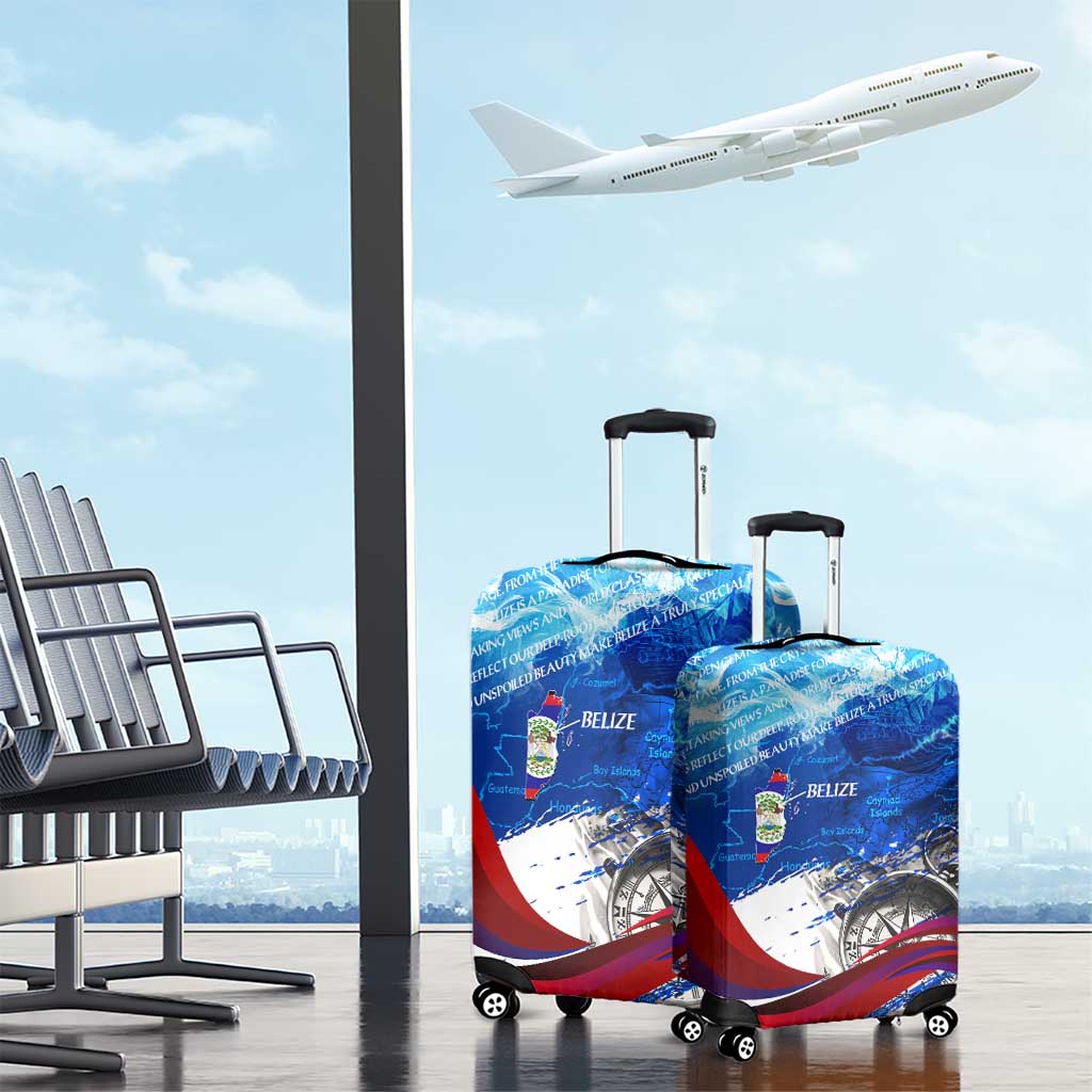 Belize One Flag One Heart Luggage Cover Caribbean Heartbeat - Where Compass Meets Culture DT02