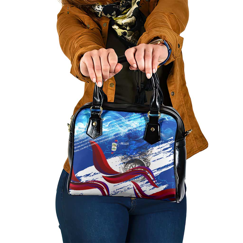Belize One Flag One Heart Shoulder Handbag Caribbean Heartbeat - Where Compass Meets Culture DT02