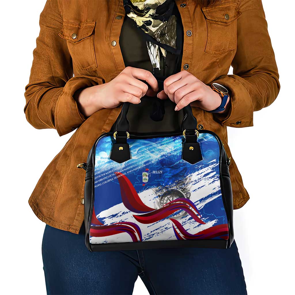 Belize One Flag One Heart Shoulder Handbag Caribbean Heartbeat - Where Compass Meets Culture DT02
