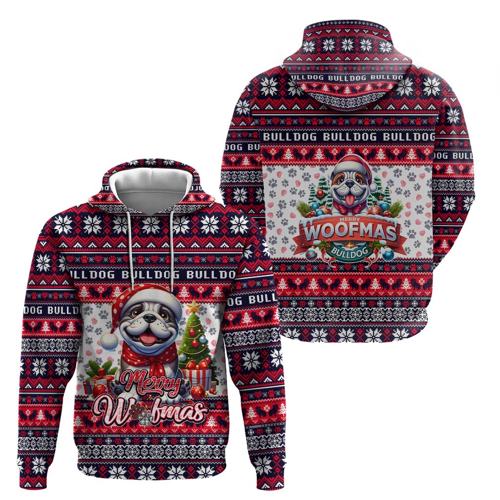 Bulldog Merry Woofmas Hoodie Christmas Dog Art Style DT02